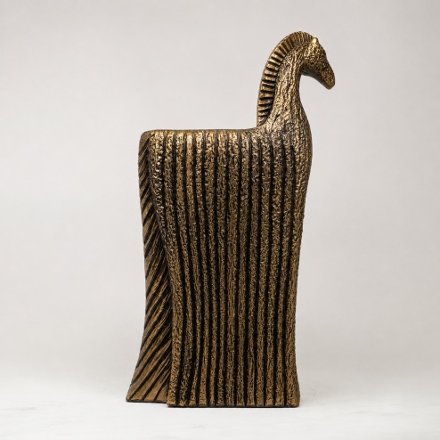 Scultura in ceramica Levro black gold - Adriani & Rossi