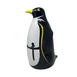 Scultura in ceramica Super Pingo bianco, nero e giallo - Adriani & Rossi