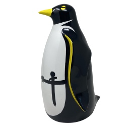 Scultura in ceramica Super Pingo bianco, nero e giallo - Adriani & Rossi