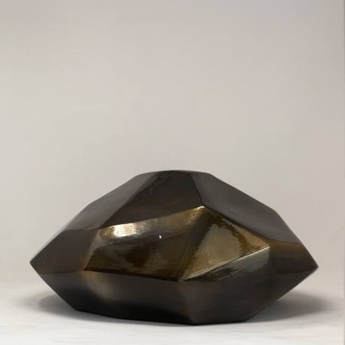 Vaso in ceramica Sface collection black gold L.40 x P.36 x H.21 cm - Adriani & Rossi