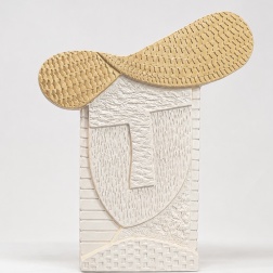 Vaso monofiore in ceramica Hullo bianco opaco e oro opaco - Adriani & Rossi