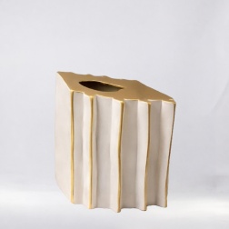 Vaso in ceramica Tara bianco opaco e oro opaco - Adriani & Rossi